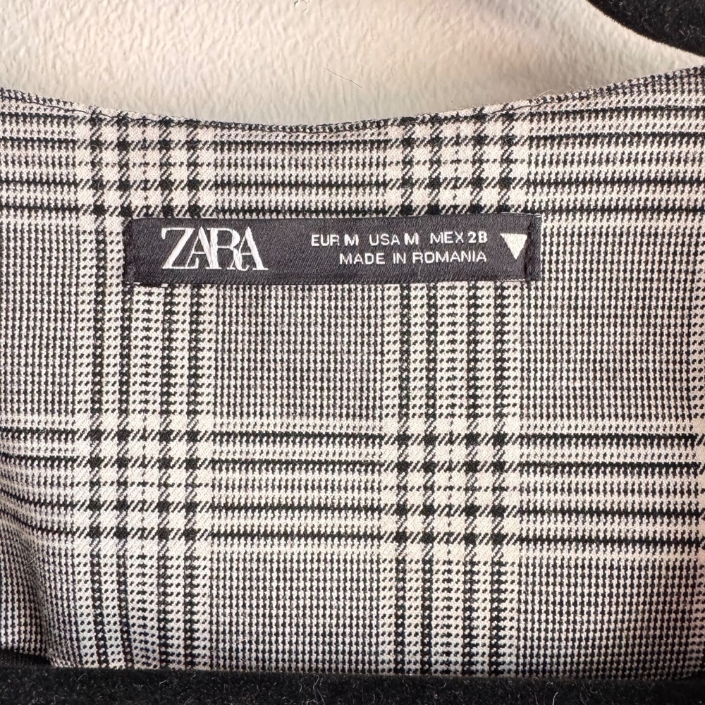 ZARA Women's Plaid Black & White Blazer Dress Size Medium M Professional Career - Picture 3 of 5